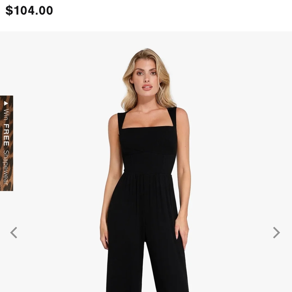 Popilush Elegant Black Squareneck Jumpsuit with Tailored Fit